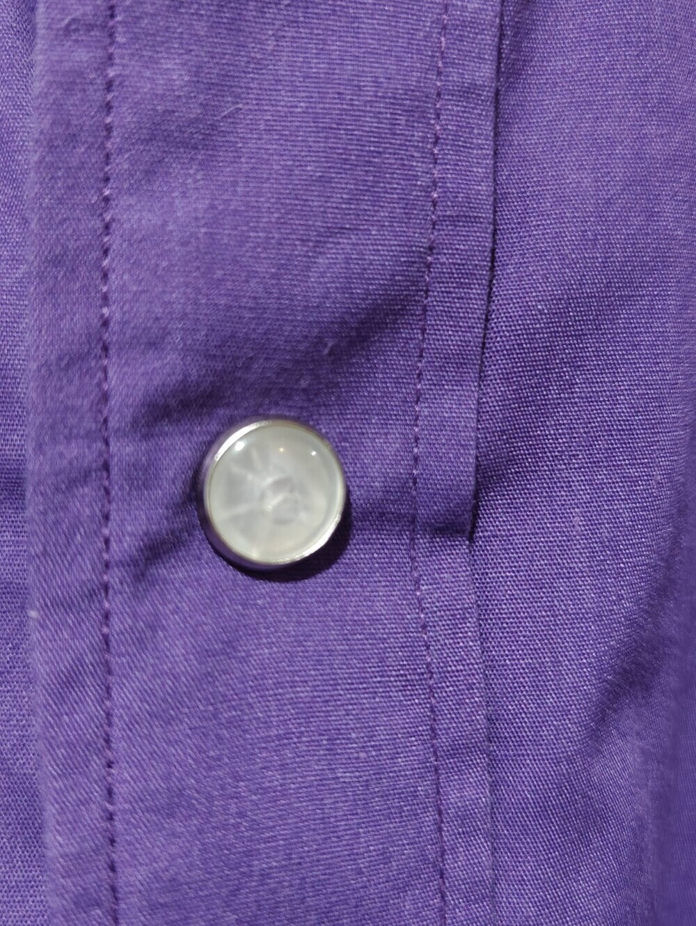 Vintage Western Rainbow Pride Shirt L Pearl Snap Button Up Cotton Purple Custom - Picture 6 of 8